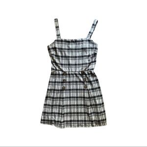 Plaid pinafore dress with button detail - Large